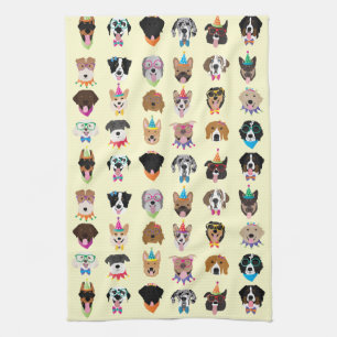 Paño De Cocina Perro de cumpleaños feliz enfrenta a animales pobr
