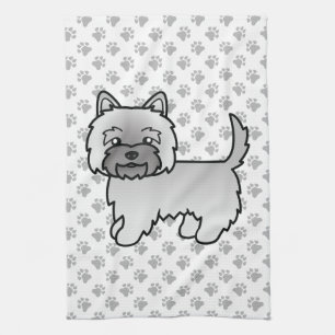 Paño De Cocina Perro de dibujos animados adorable de Cairn gris