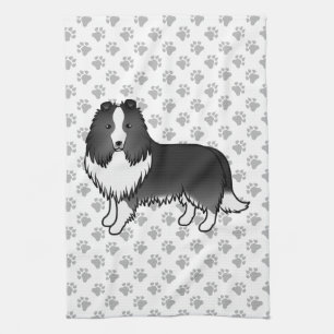Paño De Cocina Perro de dibujos animados Bi-Black Shetland Sheepd