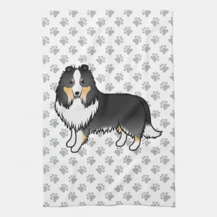 Paño De Cocina Perro de dibujos animados de ovejas Shetland trico