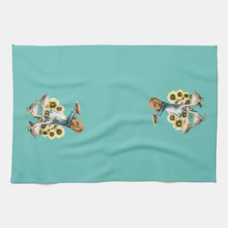 Paño De Cocina Perro de granja alimentando los pollos