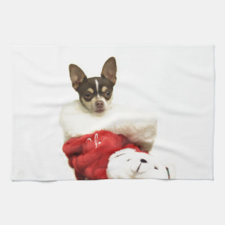 Paño De Cocina Perro de la chihuahua del navidad
