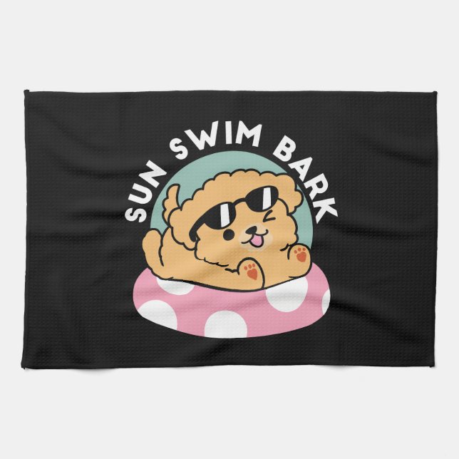 Paño De Cocina Perro de la Vibes de Verano - Cachorro flotante co (Horizontal)