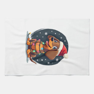Paño De Cocina Perro de Navidad Dachshund Santa Wiener 2