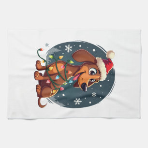 Paño De Cocina Perro de Navidad Dachshund Santa Xmas Wiener Mujer