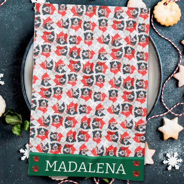 Paño De Cocina Perro de Navidad de Montaña Bernesa (Subido por el creador)