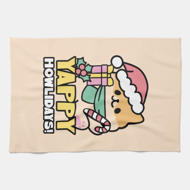 Paño De Cocina Perro de Navidades Cuadros - Yappy Howlidays (Horizontal)