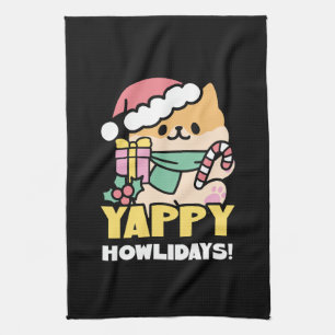 Paño De Cocina Perro de Navidades Cuadros - Yappy Howlidays