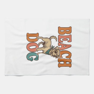 Paño De Cocina Perro de Playa Grabado Vintage Diseño Gráfico_1