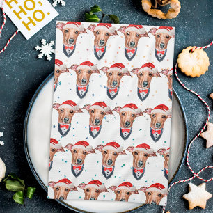 Paño De Cocina Perro de raza galgo italiano Navidad