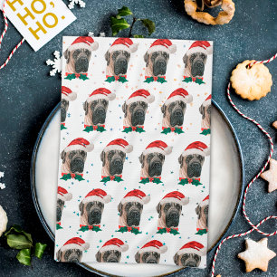Paño De Cocina Perro de raza Mastín Inglés Navidad