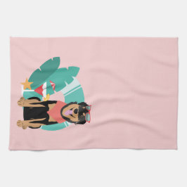 Paño De Cocina Perro de verano con gafas de sol