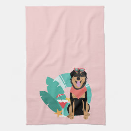 Paño De Cocina Perro de verano con gafas de sol