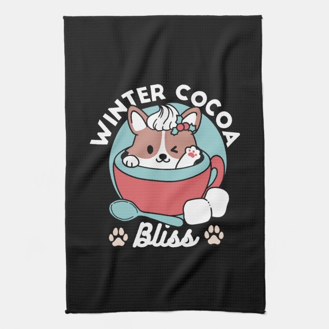 Paño De Cocina Perro en taza festiva para vibraciones de vacacion (Vertical)