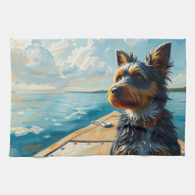 Paño De Cocina Perro en un barco (Horizontal)