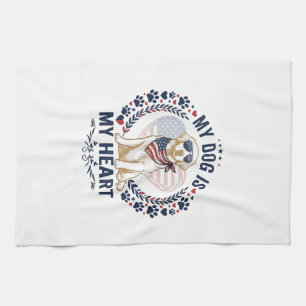 Paño De Cocina Perro Es Corazón Bandera Americana Gafas de sol_1