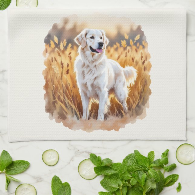 Paño De Cocina Perro Golden Retriever Blanco (Doblado)