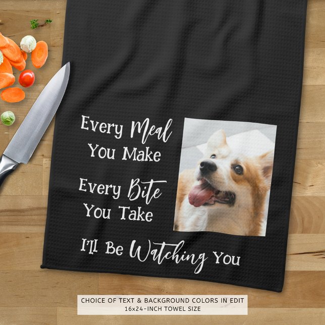 Paño De Cocina Perro gracioso que dice foto blanco negro (Subido por el creador)