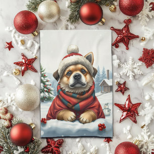 Paño De Cocina Perro Guay con atuendo de invierno precoz e invier