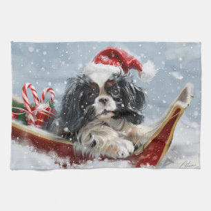 Paño De Cocina Perro Japonés Chin Navideño Festivo