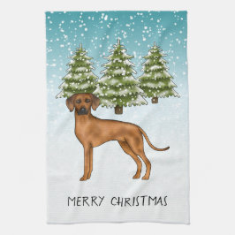 Paño De Cocina Perro león Rhodesian Ridgeback Bosque nevado de in