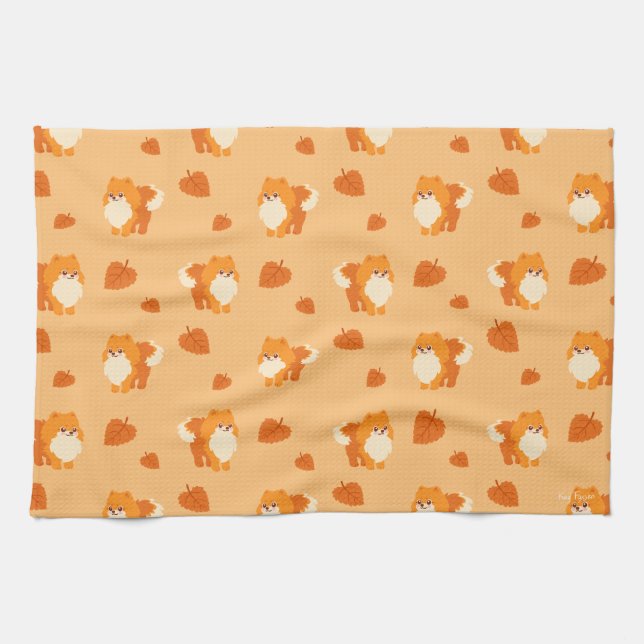 Paño De Cocina Perro lindo Kawaii Pomeranian (Horizontal)