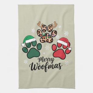 Paño De Cocina Perro Mamá Navidades Merry Woofmas Perro Lover Xma