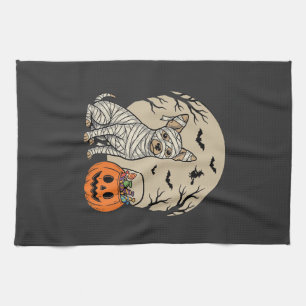 Paño De Cocina Perro Momia de Halloween y Caramelo de Calabaza