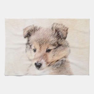 Paño De Cocina Perro pastor de Shetland Pintura original de perro
