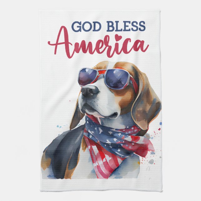 Paño De Cocina Perro Patriótico-Beagle (Vertical)