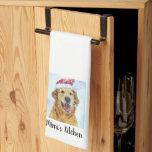 Paño De Cocina Perro recuperador de oro en Santa Hat, texto Perso<br><div class="desc">Una toalla de cocina super linda con una acuarela representando a un perro de Golden Retriever con un sombrero de Santa. Agregue el texto de su personalizado para personalizar. Hace el regalo de vacaciones perfecto para dueños dorados,  mamás y papás de perro,  chefs,  panaderos y más.</div>