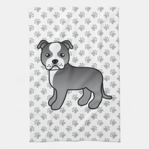 Paño De Cocina Perro Staffordshire Bull Terrier azul y blanco