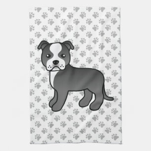 Paño De Cocina Perro Staffordshire Bull Terrier negro y blanco