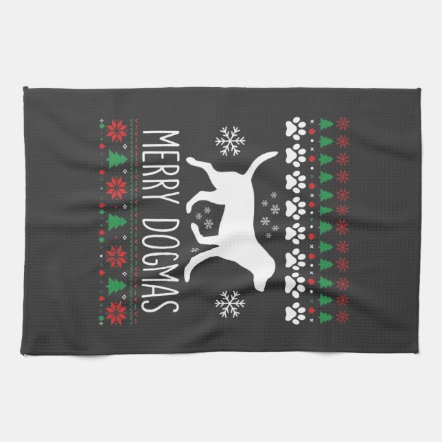 Paño De Cocina Perro Vector de Navidad de Dogmas Alegres (Horizontal)