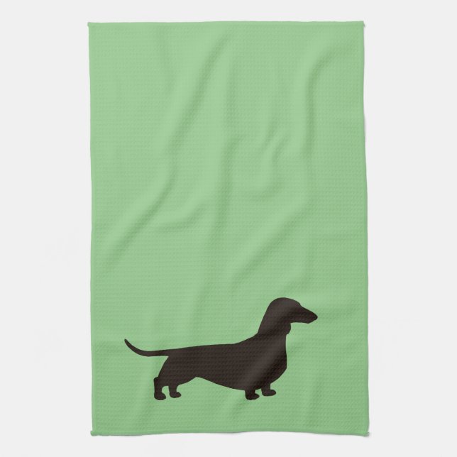Paño De Cocina Perro Weenie de Dachshund Silhouette Wiener (Vertical)