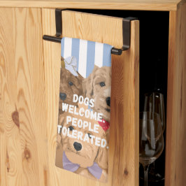 Paño De Cocina 'Perros bienvenidos. Personas toleradas.' Azul y B