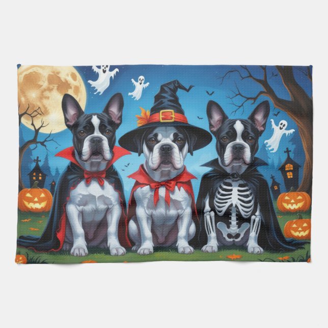 Paño De Cocina Perros Cane Corso Calabaza Halloween Divertido (Horizontal)