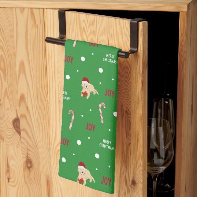 Paño De Cocina Perros, cangrejos, Navidades de canes de golosinas (Pliegue de tercios)