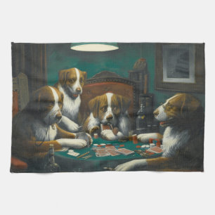 Paño De Cocina Perros jugando al póquer (juego de cartas de anima
