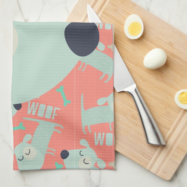 Paño De Cocina Perros y huesos de madera (Doblado Cuarto)