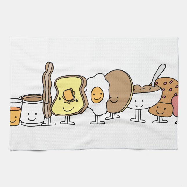 Paño De Cocina Personajes de dibujos animados del desayuno (Horizontal)