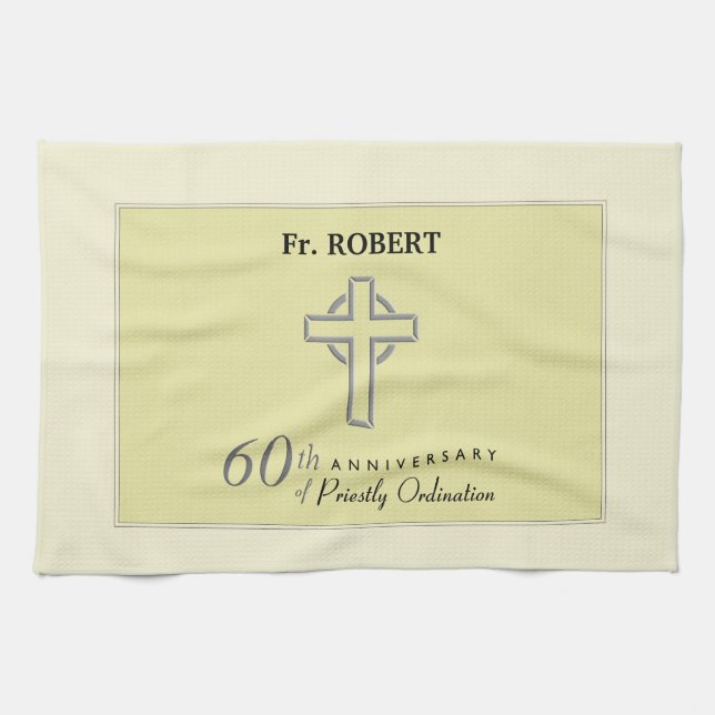 Paño De Cocina Personalice, 60 años del Grabado en relieve sacerd (Horizontal)
