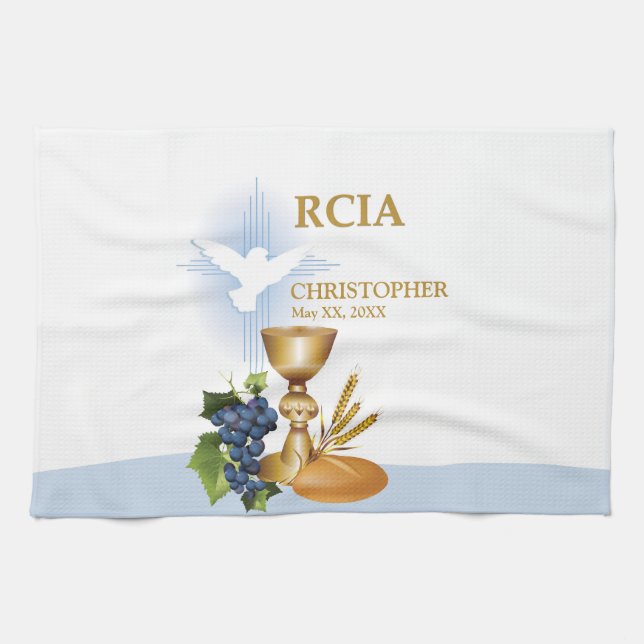 Paño De Cocina Personalice, RCIA felicita al Sacramento Católico (Horizontal)