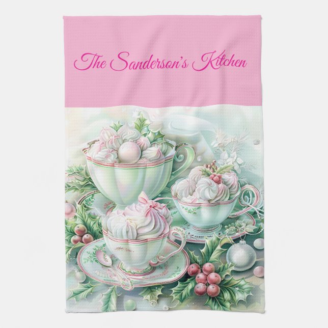 Paño De Cocina personalised christmas, pastel christmas, pink and (Vertical)