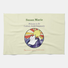 Paño De Cocina Personaliza el nombre, RCIA Dove Circle en amarill