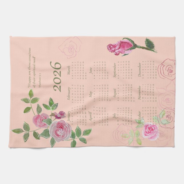 Paño De Cocina Personaliza el texto del año JW con calendario  (Horizontal)