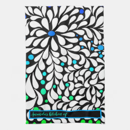 Paño De Cocina Personaliza las flores modernas audaces azul verde