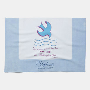 Paño De Cocina Personaliza, Paloma del Bautismo de Adulto en Azul