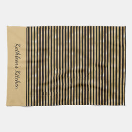 Paño De Cocina Personaliza Rayas Negras y Doradas con Estilo Mode