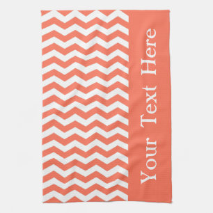 Paño De Cocina Personalizable coralino de Chevron de la onda de